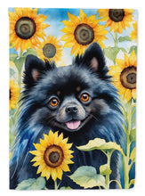 Load image into Gallery viewer, Pomeranian in Sunflowers Garden Flag – Bright Dog-Themed Yard Decor