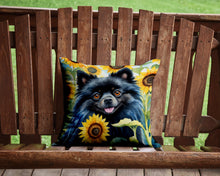 Load image into Gallery viewer, Pomeranian in Sunflowers Throw Pillow - 14x14 Decorative Pillow – Art for Your Home &amp; Patio