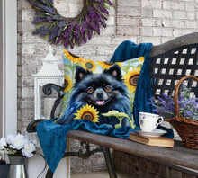 Load image into Gallery viewer, Pomeranian in Sunflowers Throw Pillow
