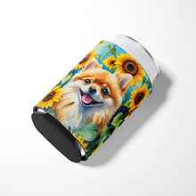 Load image into Gallery viewer, Pomeranian in Sunflowers Can or Bottle Hugger
