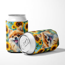 Load image into Gallery viewer, Pomeranian in Sunflowers Can or Bottle Hugger