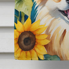 Load image into Gallery viewer, Pomeranian in Sunflowers House Flag