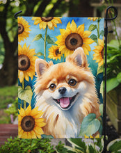 Load image into Gallery viewer, Pomeranian in Sunflowers Garden Flag – Bright Dog-Themed Yard Decor