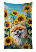 Load image into Gallery viewer, Pomeranian in Sunflowers Kitchen Towel
