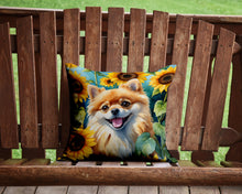 Load image into Gallery viewer, Pomeranian in Sunflowers Throw Pillow - 14x14 Decorative Pillow – Art for Your Home &amp; Patio