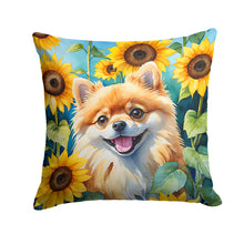 Load image into Gallery viewer, Pomeranian in Sunflowers Throw Pillow