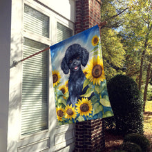 Load image into Gallery viewer, Black Poodle in Sunflowers House Flag