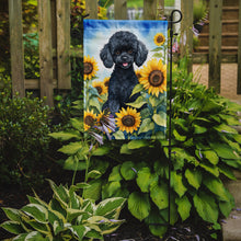 Load image into Gallery viewer, Black Poodle in Sunflowers Garden Flag – Bright Dog-Themed Yard Decor