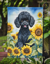 Load image into Gallery viewer, Black Poodle in Sunflowers Garden Flag – Bright Dog-Themed Yard Decor