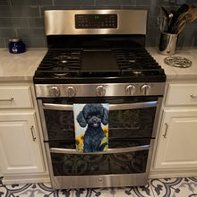 Load image into Gallery viewer, Black Poodle in Sunflowers Kitchen Towel