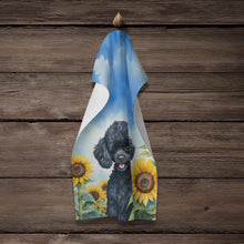 Load image into Gallery viewer, Black Poodle in Sunflowers Kitchen Towel