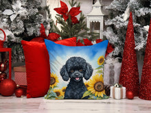 Load image into Gallery viewer, Black Poodle in Sunflowers Throw Pillow - 14x14 Decorative Pillow – Art for Your Home &amp; Patio