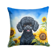 Load image into Gallery viewer, Black Poodle in Sunflowers Throw Pillow - 14x14 Decorative Pillow – Art for Your Home &amp; Patio