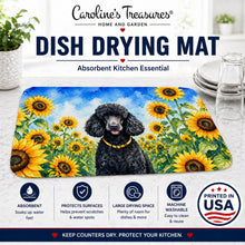 Load image into Gallery viewer, Black Poodle in Sunflowers Dish Drying Mat Absorbent Dish Drying Mat Pad for Kitchen Counter Dish Drainer Mat for Countertop, 14 x 21", Multicolor