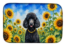 Load image into Gallery viewer, Black Poodle in Sunflowers Dish Drying Mat Absorbent Dish Drying Mat Pad for Kitchen Counter Dish Drainer Mat for Countertop, 14 x 21", Multicolor