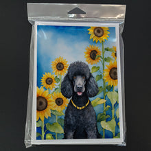 Load image into Gallery viewer, Black Poodle in Sunflowers Greeting Cards - Blank Note Cards – 8-Pack of Artist-Designed Cards with Envelopes
