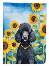 Load image into Gallery viewer, Black Poodle in Sunflowers Garden Flag – Bright Dog-Themed Yard Decor