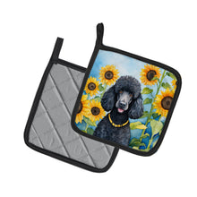 Load image into Gallery viewer, Black Poodle in Sunflowers Pot Holders - Set of 2 Decorative Kitchen Helpers | Made in the USA