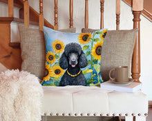 Load image into Gallery viewer, Black Poodle in Sunflowers Throw Pillow - 14x14 Decorative Pillow – Art for Your Home &amp; Patio
