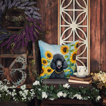 Load image into Gallery viewer, Black Poodle in Sunflowers Throw Pillow - 14x14 Decorative Pillow – Art for Your Home &amp; Patio