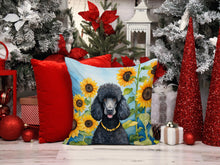Load image into Gallery viewer, Black Poodle in Sunflowers Throw Pillow - 14x14 Decorative Pillow – Art for Your Home &amp; Patio