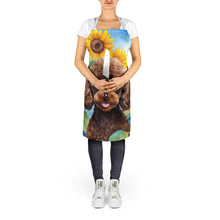 Load image into Gallery viewer, Chocolate Poodle in Sunflowers Apron – Artist-Designed Kitchen, BBQ &amp; Craft Apron