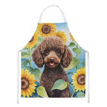 Load image into Gallery viewer, Chocolate Poodle in Sunflowers Apron – Artist-Designed Kitchen, BBQ &amp; Craft Apron