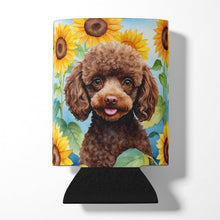 Load image into Gallery viewer, Chocolate Poodle in Sunflowers Can or Bottle Hugger