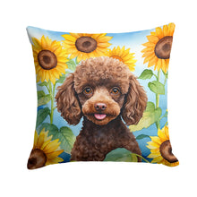 Load image into Gallery viewer, Chocolate Poodle in Sunflowers Throw Pillow - 14x14 Decorative Pillow – Art for Your Home &amp; Patio