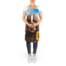 Load image into Gallery viewer, Chocolate Poodle in Sunflowers Apron – Artist-Designed Kitchen, BBQ &amp; Craft Apron