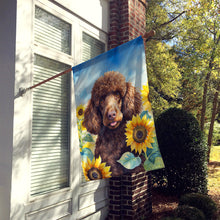 Load image into Gallery viewer, Chocolate Poodle in Sunflowers House Flag
