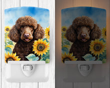Load image into Gallery viewer, Chocolate Poodle in Sunflowers Ceramic Night Light