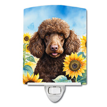 Load image into Gallery viewer, Chocolate Poodle in Sunflowers Ceramic Night Light
