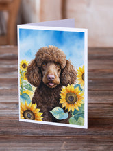 Load image into Gallery viewer, Chocolate Poodle in Sunflowers Greeting Cards - Blank Note Cards – 8-Pack of Artist-Designed Cards with Envelopes