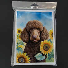 Load image into Gallery viewer, Chocolate Poodle in Sunflowers Greeting Cards - Blank Note Cards – 8-Pack of Artist-Designed Cards with Envelopes