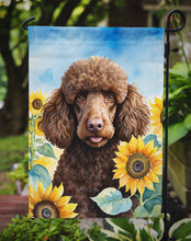 Load image into Gallery viewer, Chocolate Poodle in Sunflowers Garden Flag – Bright Dog-Themed Yard Decor