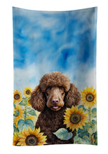 Load image into Gallery viewer, Chocolate Poodle in Sunflowers Kitchen Towel