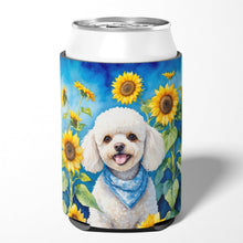 Load image into Gallery viewer, White Poodle in Sunflowers Can or Bottle Hugger
