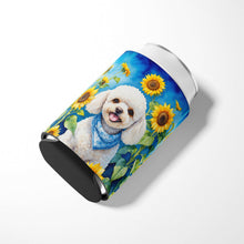Load image into Gallery viewer, White Poodle in Sunflowers Can or Bottle Hugger