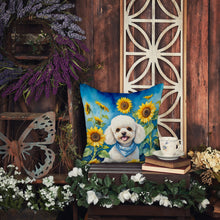 Load image into Gallery viewer, White Poodle in Sunflowers Throw Pillow