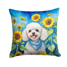 Load image into Gallery viewer, White Poodle in Sunflowers Throw Pillow