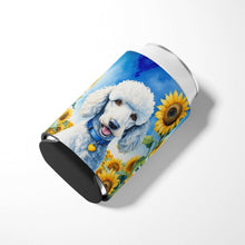 Load image into Gallery viewer, White Poodle in Sunflowers Can or Bottle Hugger