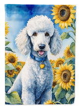Load image into Gallery viewer, White Poodle in Sunflowers House Flag