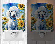 Load image into Gallery viewer, White Poodle in Sunflowers Ceramic Night Light