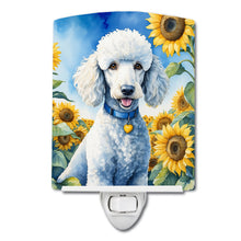 Load image into Gallery viewer, White Poodle in Sunflowers Ceramic Night Light