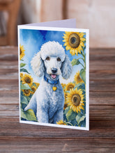 Load image into Gallery viewer, White Poodle in Sunflowers Greeting Cards - Blank Note Cards – 8-Pack of Artist-Designed Cards with Envelopes