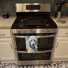 Load image into Gallery viewer, White Poodle in Sunflowers Kitchen Towel