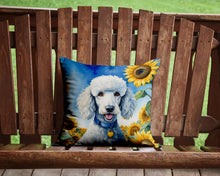 Load image into Gallery viewer, White Poodle in Sunflowers Throw Pillow - 14x14 Decorative Pillow – Art for Your Home &amp; Patio