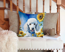 Load image into Gallery viewer, White Poodle in Sunflowers Throw Pillow - 14x14 Decorative Pillow – Art for Your Home &amp; Patio