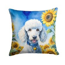 Load image into Gallery viewer, White Poodle in Sunflowers Throw Pillow - 14x14 Decorative Pillow – Art for Your Home &amp; Patio